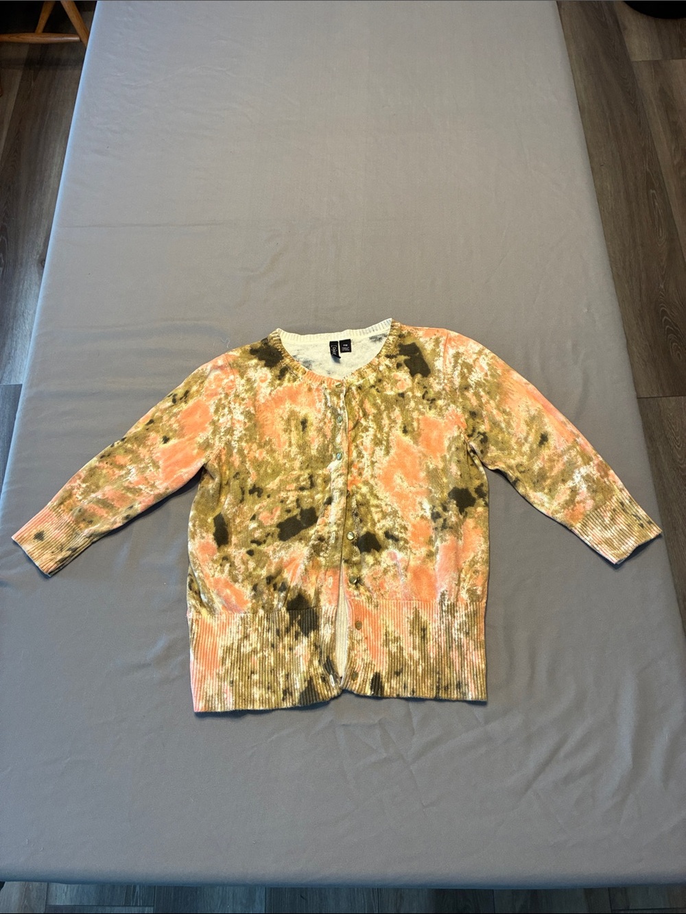 Relativity Peach and Olive Button-Up Cardigan